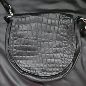 Karen Kalashnik 100 % Leather Elegant Black Crocodile-Embossed Women's Bag